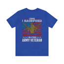 Proud Army Veteran Military Design T-Shirt - 'I Served, I Sacrificed, I Regret Nothing'