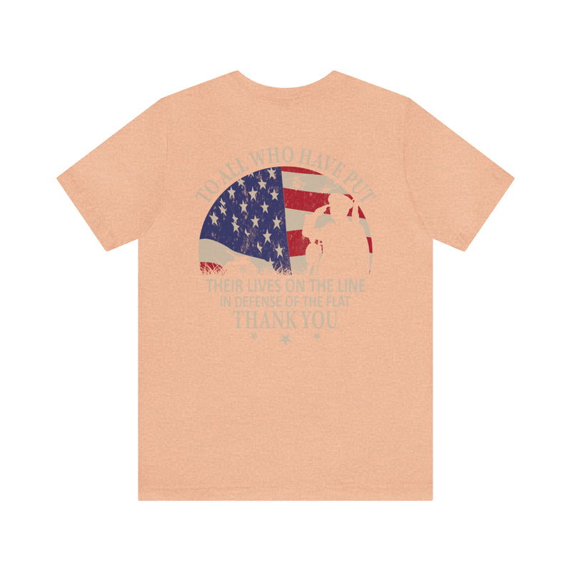 Saluting Sacrifice: Thank You to All Who Defend the Flag Military T-Shirt