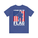 Patriotic Tribute: 'I Stand for the Flag, I Kneel for the Fallen' Military Design T-Shirt
