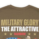 Bold and Patriotic: Military Glory T-Shirt with Striking Rainbow Design