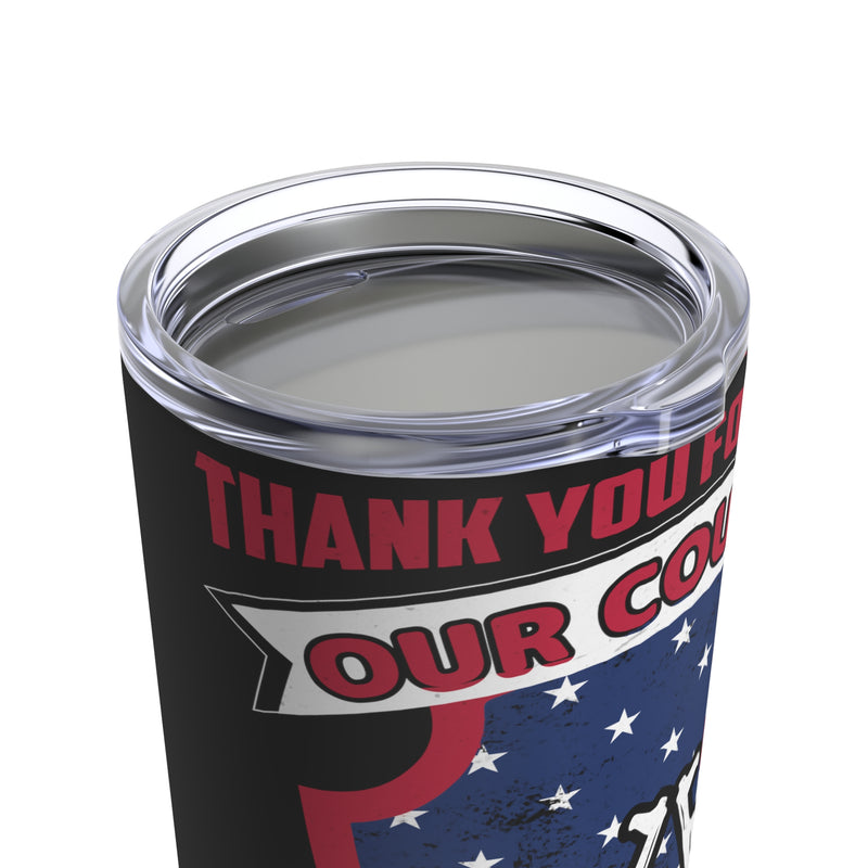 Gratitude and Freedom: 20oz Black Military Design Tumbler - Thanking You for Your Service to Our Country