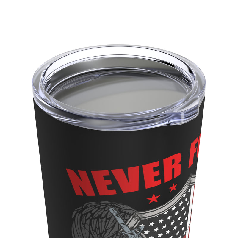 Never Forget Our Fallen Heroes: 20oz Black Military Design Tumbler - Honoring Their Sacrifice