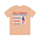 Defending Six Pillars: Military Design T-Shirt - Faith, Family, Liberty, Flag, Country, Gun