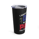 Dad, Papa, and Proud Veteran: 20oz Black Military Design Tumbler - 'Rocking Two Titles with Pride'