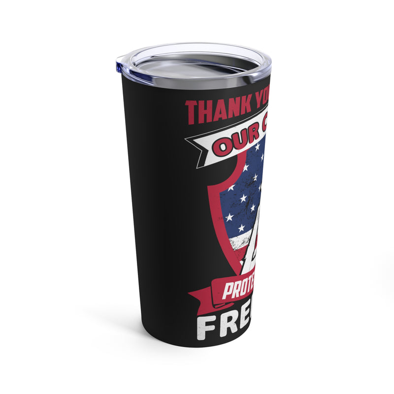 Gratitude and Freedom: 20oz Black Military Design Tumbler - Thanking You for Your Service to Our Country