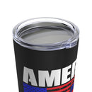 Military Design Tumbler - Embrace Unity with 'America Is A Tune' Motif on Black Background!
