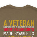 Sacrifice for Our Nation: Military Design T-Shirt - The Veteran's Blank Check to America