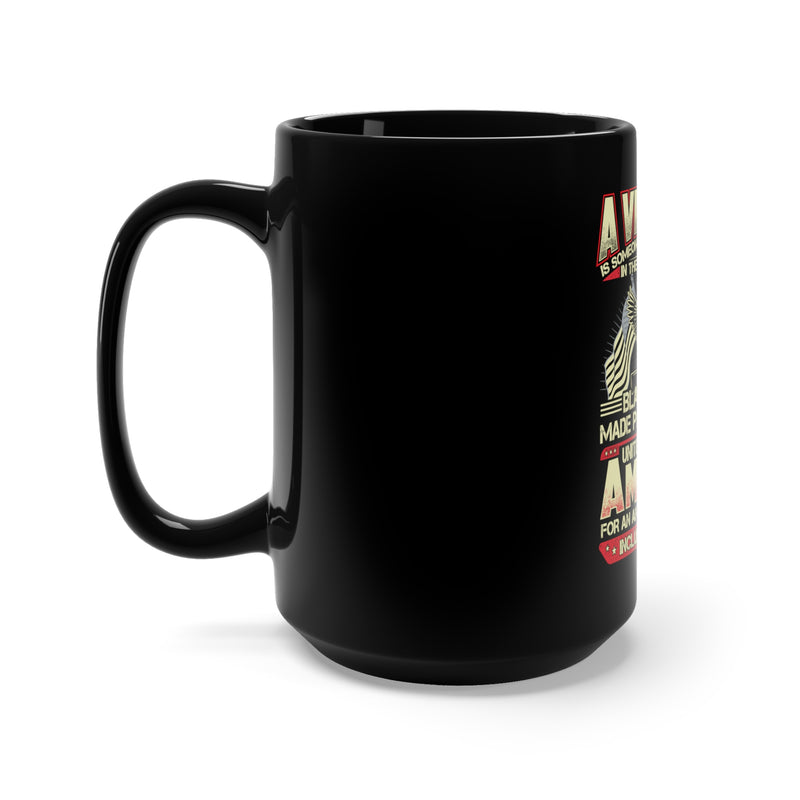 Patriotic Tribute: 15oz Military Design Black Mug - Honor the Sacrifice of Veterans