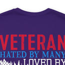 Veteran: Loved by Plenty, Hated by Many - Military Design T-Shirt with Heart, Fire, and Gratitude