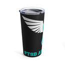Embracing Resilience: 20oz Tumbler with Black Background and 'Rise of The Phoenix - PTSD Awareness' Design