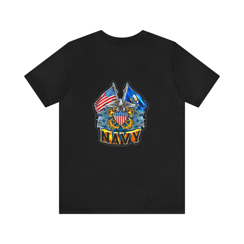 Navigating Strength and Courage: Military T-Shirt with 'New Double Flag Eagle U.S. NAVY' Design