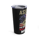 Bold 20oz Military Design Tumbler: 'Assuming I'm Just an Old Man' Black Background