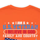 U.S. Veteran Pride T-Shirt: 'God, Family, Country' Military Design