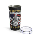 Unapologetic U.S. Veteran: 20oz Black Military Design Tumbler - 'Served, Sacrificed, and No Regrets'