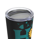 Radiating Strength and Hope: 20oz Tumbler in Black with Teal Sunflower for PTSD Awareness