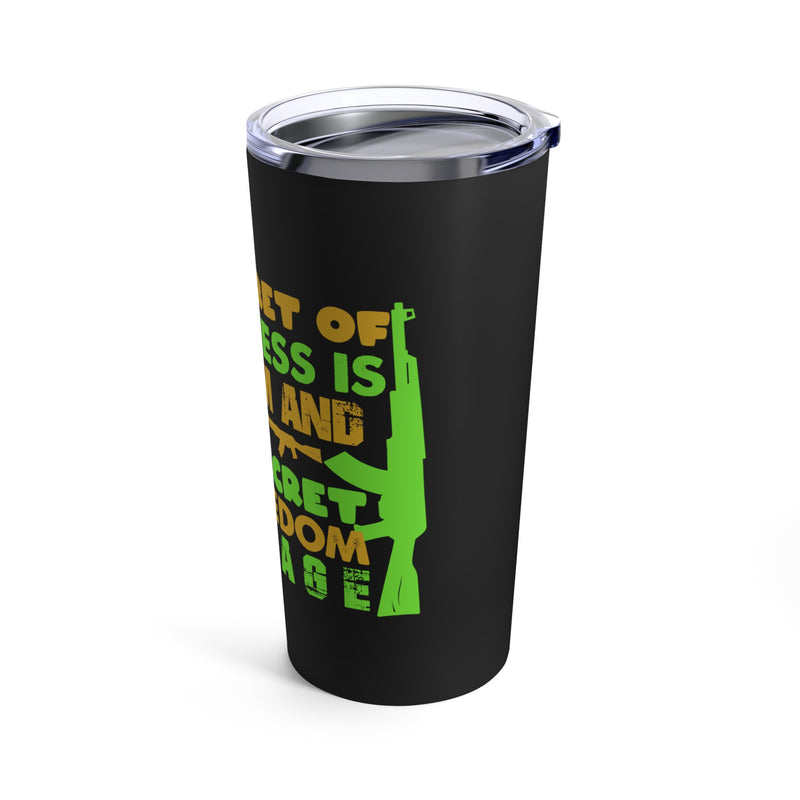 Freedom and Courage: 20oz Military Design Tumbler - Embrace the Secrets to Happiness!