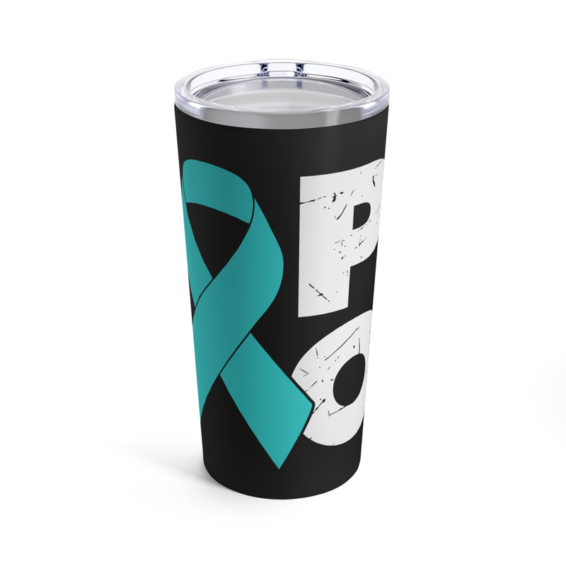 Elevating Mental Health: 20oz Tumbler with Black Background and 'PTSD Mental Health Awareness - Teal Ribbon