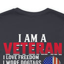 Veteran Pride Military Design T-Shirt with Bold Freedom and Service Statements