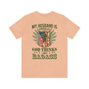 God's Badass: My Veteran Husband - Military Design T-Shirt Celebrating Strength and Support