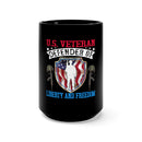 Liberty's Guardian: 15oz U.S. Veteran Military Design Black Mug - Proudly Serving and Protecting!