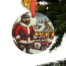 Santa Police Bear Christmas Ornament with Ribbon
