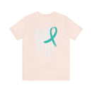 Courage Unveiled: Distressed US Flag with Teal Ribbon PTSD T-Shirt