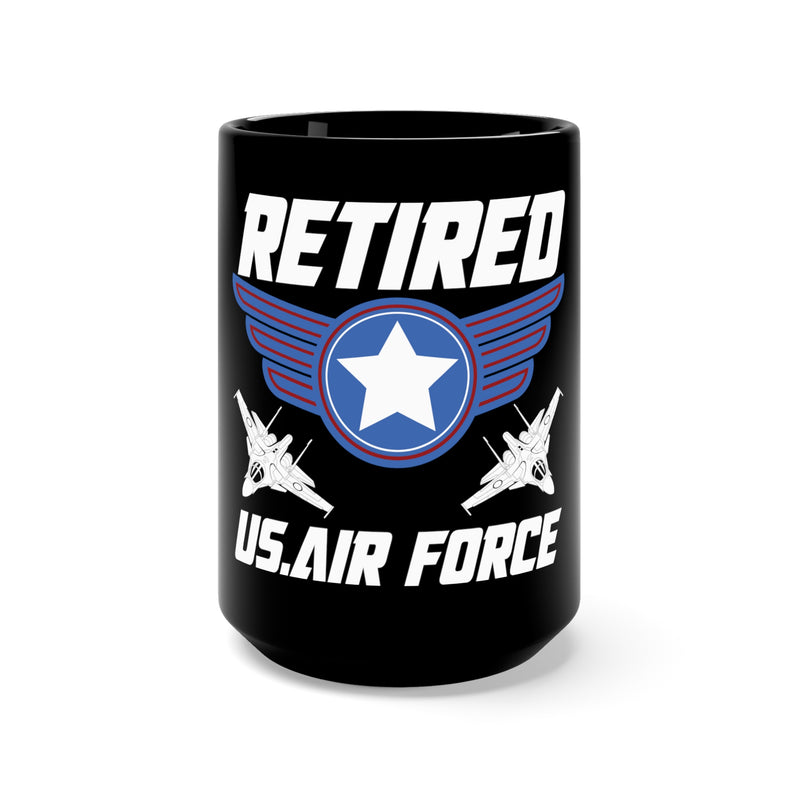 Retired U.S. Air Force 15oz Military Design Black Mug - Celebrating a Lifetime of Service!