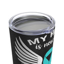 Unyielding Strength: 20oz Tumbler with Black Background and 'Survivor - PTSD Awareness' Design