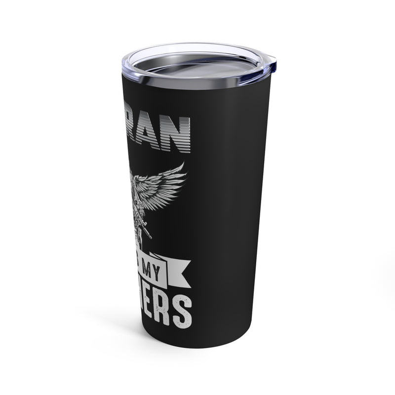 Gratitude to My Brothers in Arms: 20oz Black Military Design Tumbler - Celebrating the Bond of Veterans