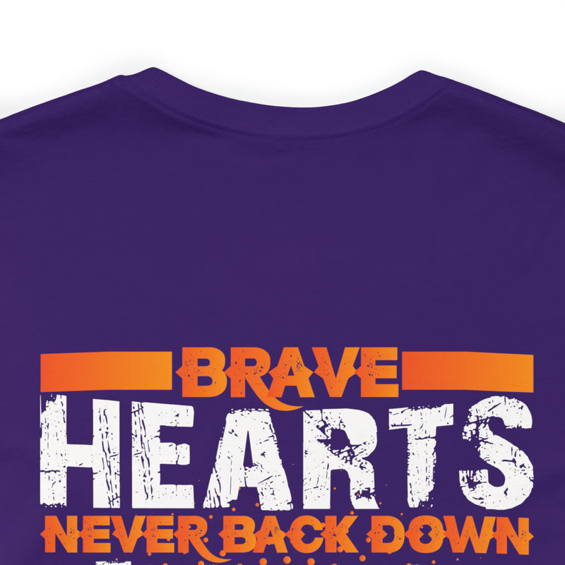 Brave Hearts Never Back Down: Military Design T-Shirt Honoring Veterans' Bravery