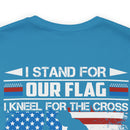 Patriotic Faith: Military Design T-Shirt - 'I Stand for Our Flag, I Kneel for the Cross - Proud Veteran, Blessed Christian'