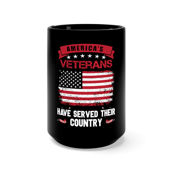 America's Veterans 15oz Military Design Black Mug - Salute the Courage of Those Who Served!