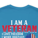 Veteran Pride Military Design T-Shirt with Bold Freedom and Service Statements