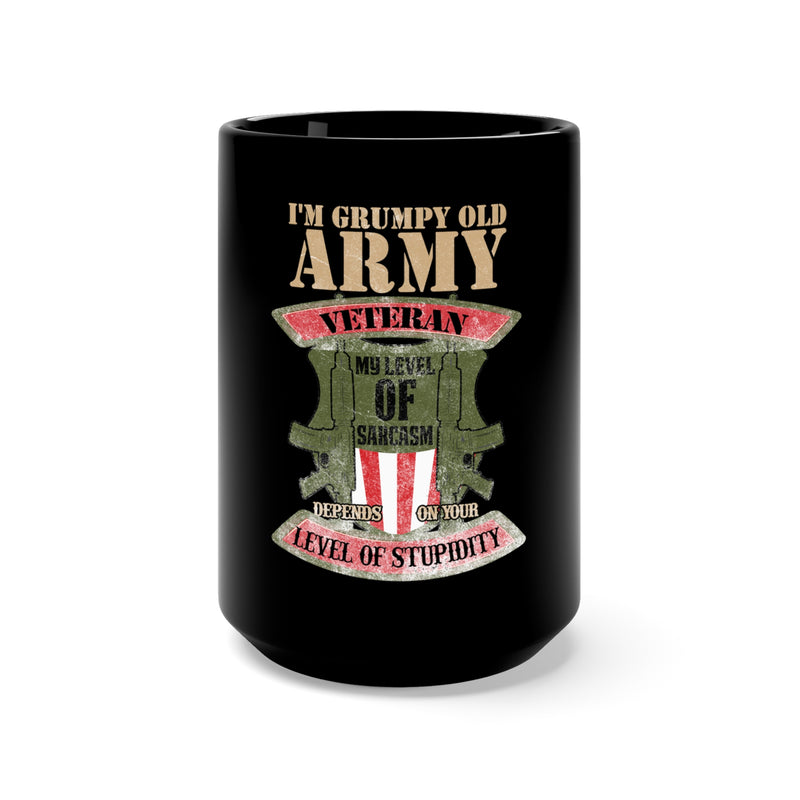 Witty Grumpy Veteran: 15oz Military Design Black Mug for Sarcastic Souls
