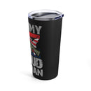 Proud Veteran: 20oz Military Design Tumbler - US Army Emblem with 'Proud Veteran' on Black Background