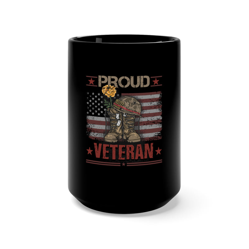 Proud Veteran 15oz Military Design Black Mug - Celebrating Service and Dedication!