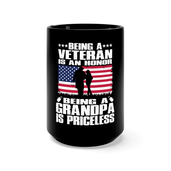 Veteran Grandpa 15oz Military Design Black Mug - Honored Service, Priceless Love!