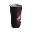 Strength and Fearlessness: 20oz Black Military Design Tumbler - Honoring Veterans on Their Special Day