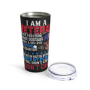 Proud Veteran Freedom Lover: 20oz Black Military Design Tumbler - 'Dogtags, DD-214, and Unapologetically Me'
