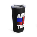 Military Design Tumbler - Embrace Unity with 'America Is A Tune' Motif on Black Background!
