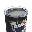 Unapologetic U.S. Veteran: 20oz Black Military Design Tumbler - 'Served, Sacrificed, and No Regrets'