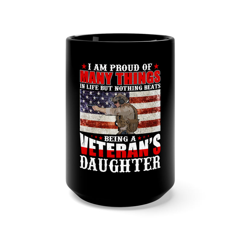 Proud Daughter of a Veteran: 15oz Black Military Design Mug - 'Honoring a Legacy, Cherishing the Bond'