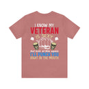Protective Pride: Military Design T-Shirt - 'I Know My Veteran is Sexy, but Look at Him Again... I'll Punch You Right in the Mouth!'