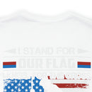 Patriotic Faith: Military Design T-Shirt - 'I Stand for Our Flag, I Kneel for the Cross - Proud Veteran, Blessed Christian'