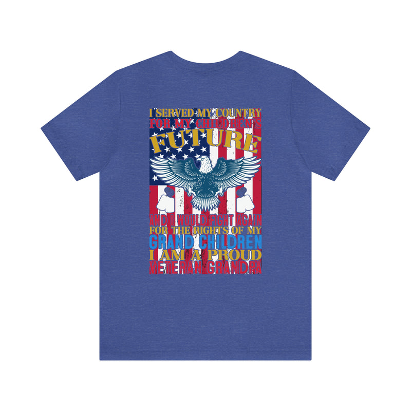Proud Veteran Grandpa Military Design T-Shirt - 'Protecting Our Children's Future and Defending the Rights of Our Grandchildren'