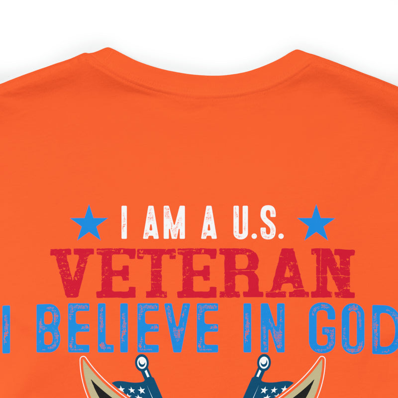 Patriotic Allegiance: Military Design T-Shirt - 'I Am a U.S. Veteran - Believer in God, Family, and Country - Proudly Saluting My Flag'