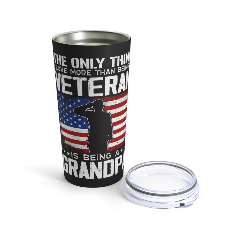 The Love of a Veteran, the Joy of a Grandpa 20oz Military Design Tumbler - Black Background