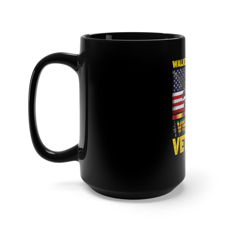 Proudly Display Your Service with the 15oz Military Design Black Mug - 'I Walked The Vietnam' Veteran Edition