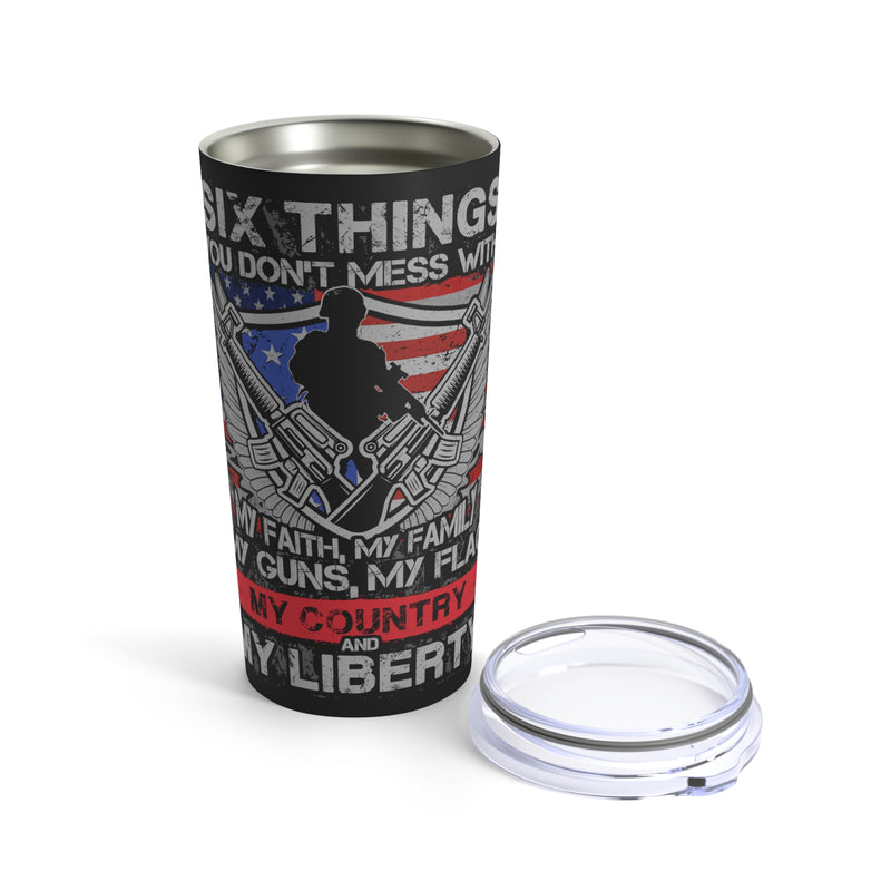Uncompromising Values: 20oz Military Design Tumbler, Celebrating Faith, Family, Guns, Flag, Country, and Liberty