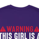 Fierce and Fiery: Military Design T-Shirt - 'Warning: This Girl is a Smoking Hot Veteran and Can Protect Herself!'